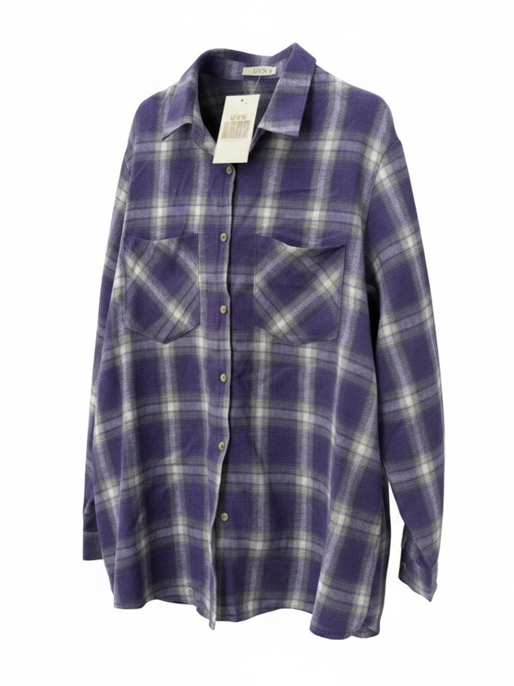 UVN Purple Plaid Button-Up Shirt